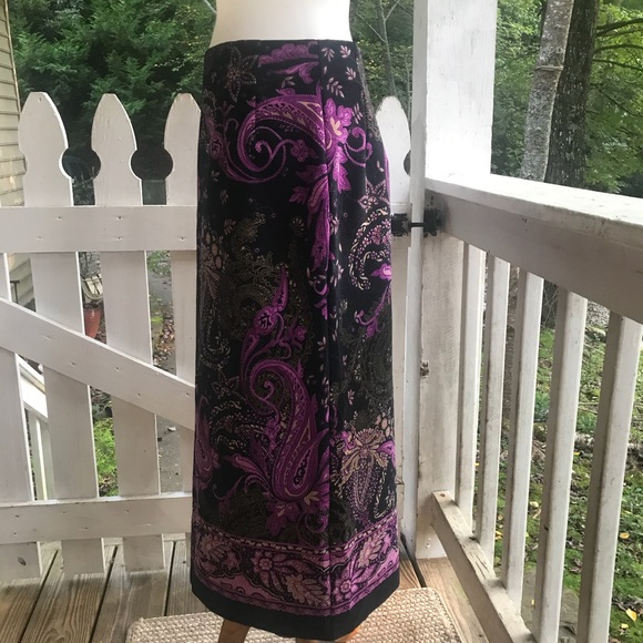 Wayne R. Velvet Paisley Skirt 10P FREE SHIP - Picture 2 of 4